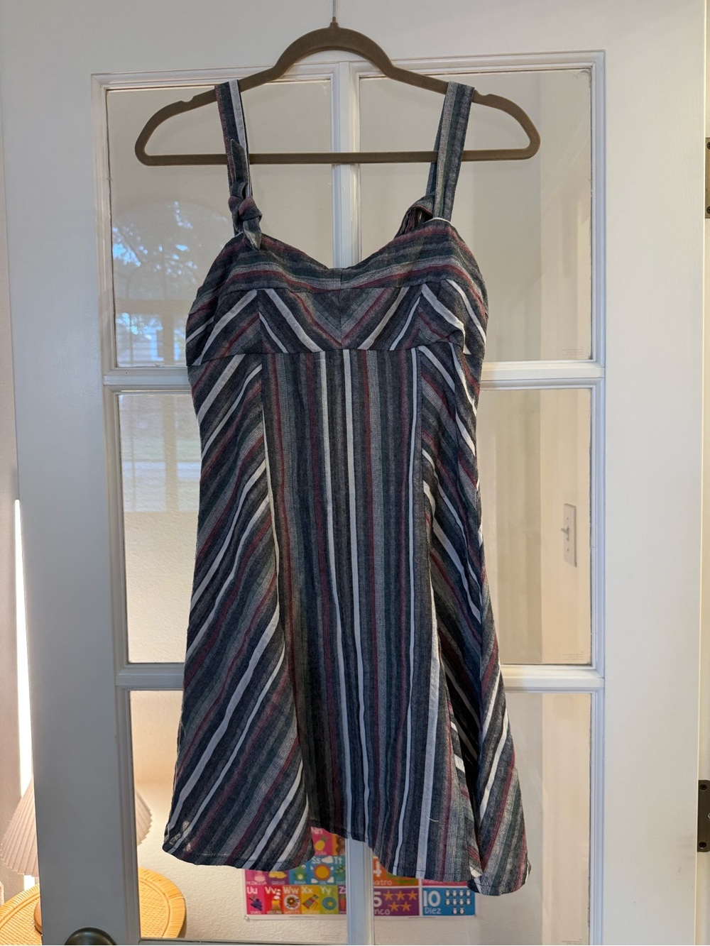 Olivaceous Striped Summer Dress in Navy, Pink & White